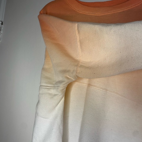 Victorias Secret Pink Varsity Crew Pullover. Ombré Orange/White. Love Pink. LG. - Picture 6 of 12